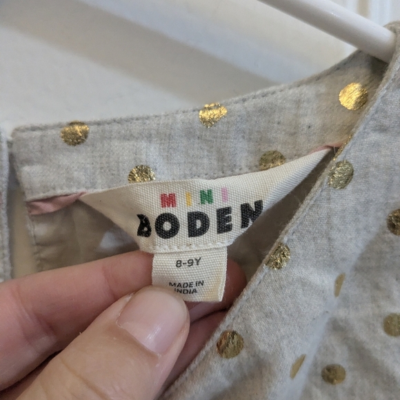 Mini Boden Cream Dress with Gold Dots - Picture 5 of 6